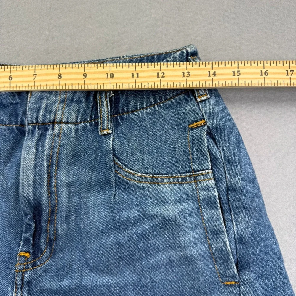 Pilcro Anthropologie Barrel Leg Jeans 27 Medium Wash Blue High Rise Relaxed Seam